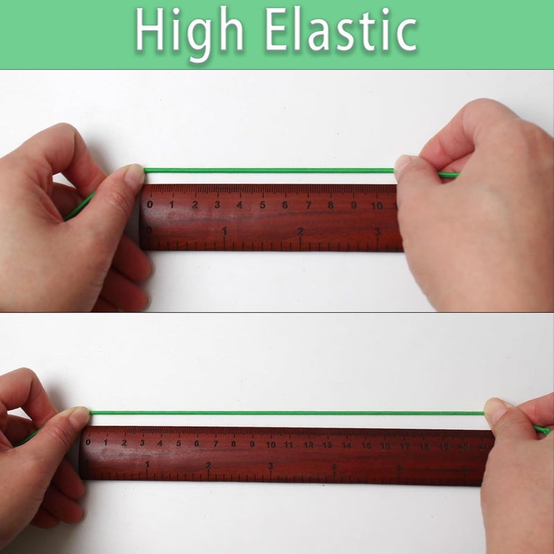 ZHFMLY Green Elastic Beaded Cords 2mm 2/25 inch Elastic Cord String for Bracelets,Small Bungee Shock Cord for DIY Crafts, Beading and Sewing 48ft(ZH172) - Image 3